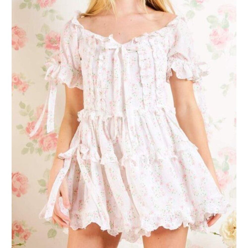 AMY JANE LONDON Sz XXS Madelaine Floral Ruffle Mini Dress